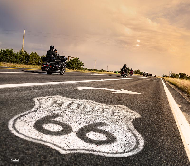 Route 66 painted on road