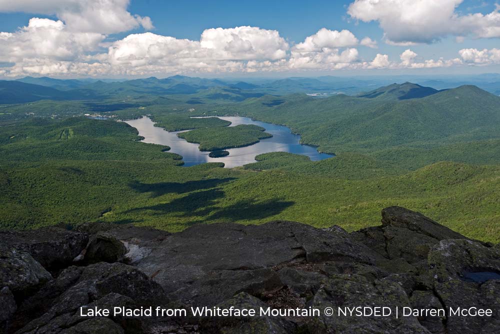 View of Lake Placid from Whiteface Mountain, New York State