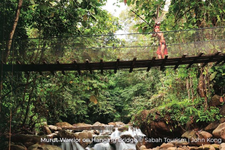Murut Warrior on Hanging Bridge Sabah Tourism John Kong 15Mar22
