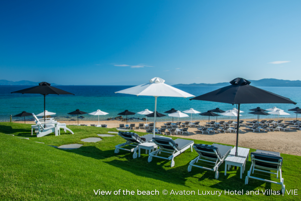 View of the Beach Avaton Luxury Hotel and Villas Greece Van Isacker Exclusive 22Aug22