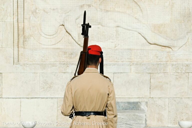 The Wonders of Athens The Roman Agora Athens Tomb of the unknown soldier standing guard 23May23