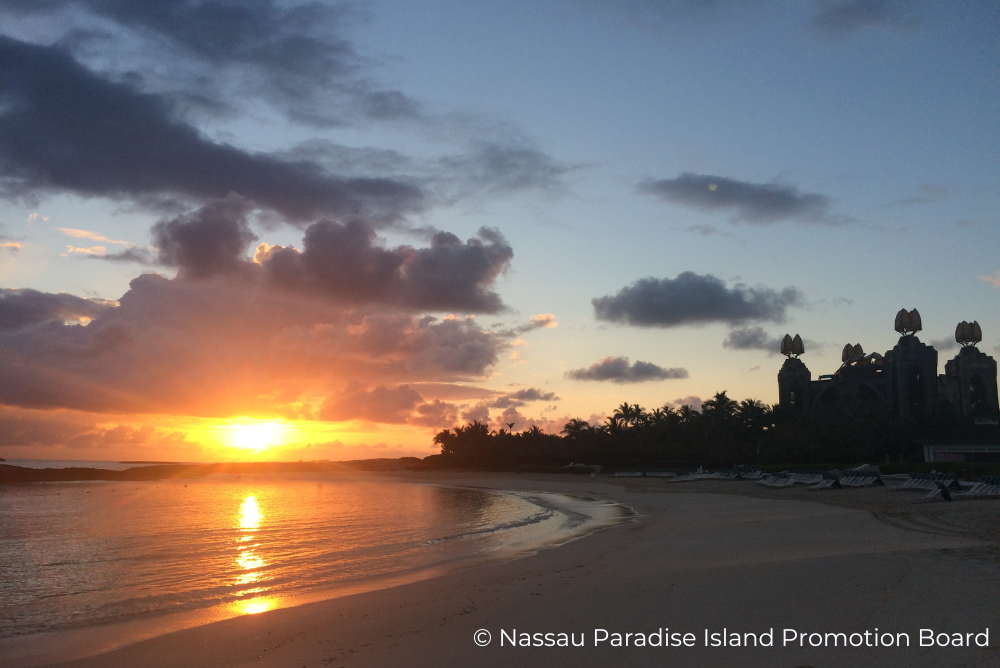 Beach sunset Sustainable Nassau Paradise Island 20Jul23