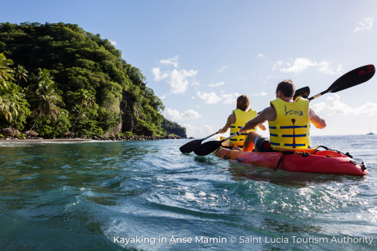Kayaking in Anse Mamin Sustainable Saint Lucia 18Jul23