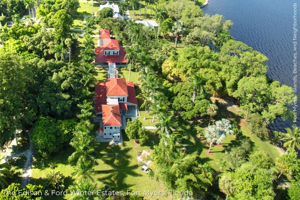 Fort Myers Blog The Edison & Ford Winter Estates, Fort Myers, Florida aerial 1 14Sep23
