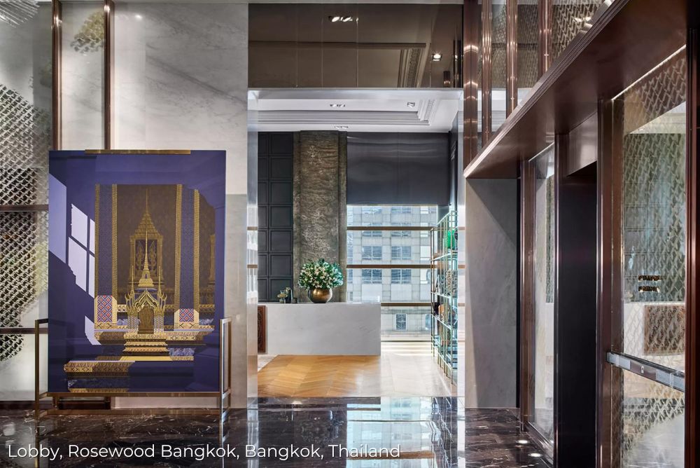 Lizzi's luxury edit_ Booking ahead Lobby, Rosewood Bangkok, Bangkok Thailand 22Nov23