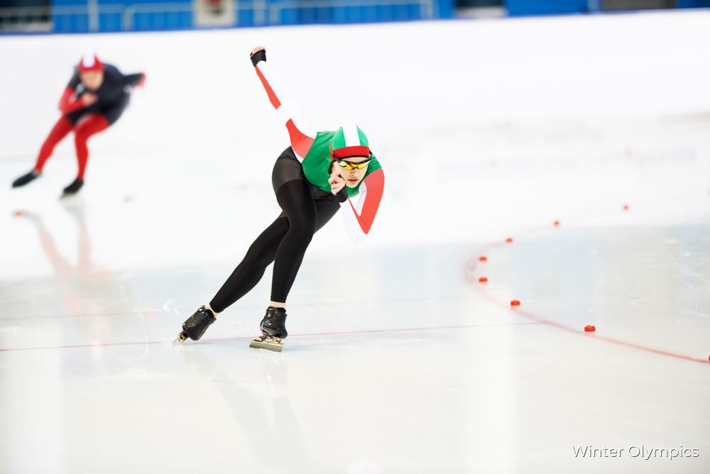 Ice skating during the winter olympics